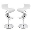 Pemberly Row Faux Leather Height Adjustable Bar Stool in White - Set of 2