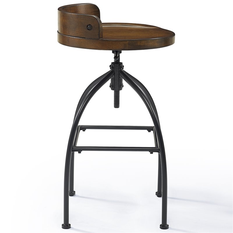 Pemberly Row Adjustable Bar Stool in Natural and Black - Set of 2