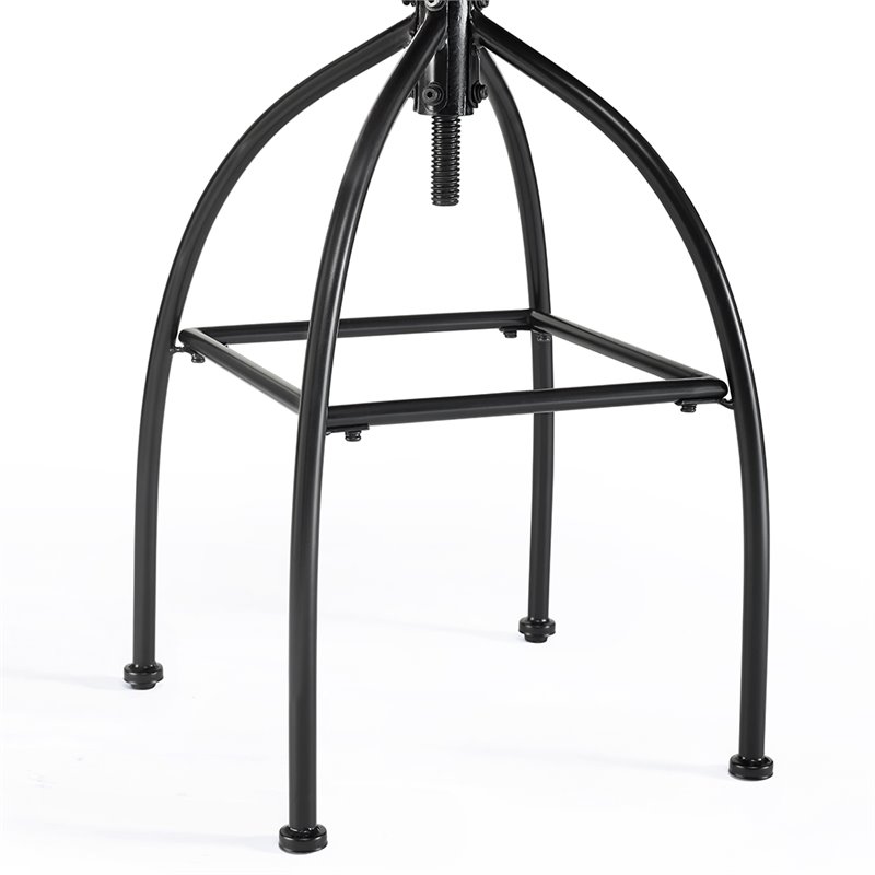 Pemberly Row Adjustable Bar Stool in Natural and Black - Set of 2