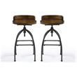 Pemberly Row Adjustable Bar Stool in Natural and Black - Set of 2