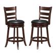 Pemberly Row Ladderback Faux Leather Counter Stool in Dark Cherry - Set of 2