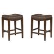 Pemberly Row Upholstered Saddle Wood BarStool in Walnut Gray - Set of 2