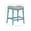 Pemberly Row Saddle Polyester Upholstery Wood Counter Stool in Blue - Set of 2