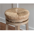 Pemberly Row Solid Wood Swivel Rush Counter Stool in Natural Brown - Set of 2