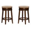 Pemberly Row Solid Wood Swivel Rush Counter Stool in Walnut Brown - Set of 2