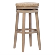 Pemberly Row Solid Wood Swivel Rush Bar Stool in Natural Brown - Set of 2