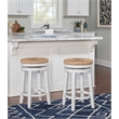 Pemberly Row Swivel Rush Wood Counter Stool in White - Set of 2