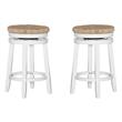Pemberly Row Swivel Rush Wood Counter Stool in White - Set of 2