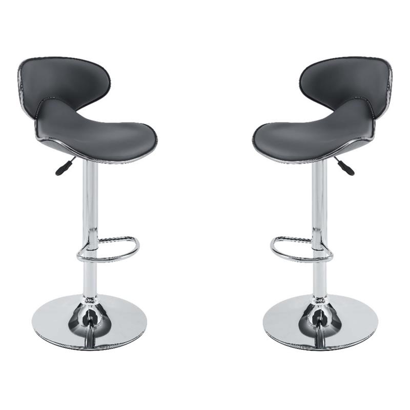 Pemberly Row Rounded Back Adjustable Metal Base BarStool in Gray - Set of 2