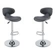Pemberly Row Rounded Back Adjustable Metal Base BarStool in Gray - Set of 2