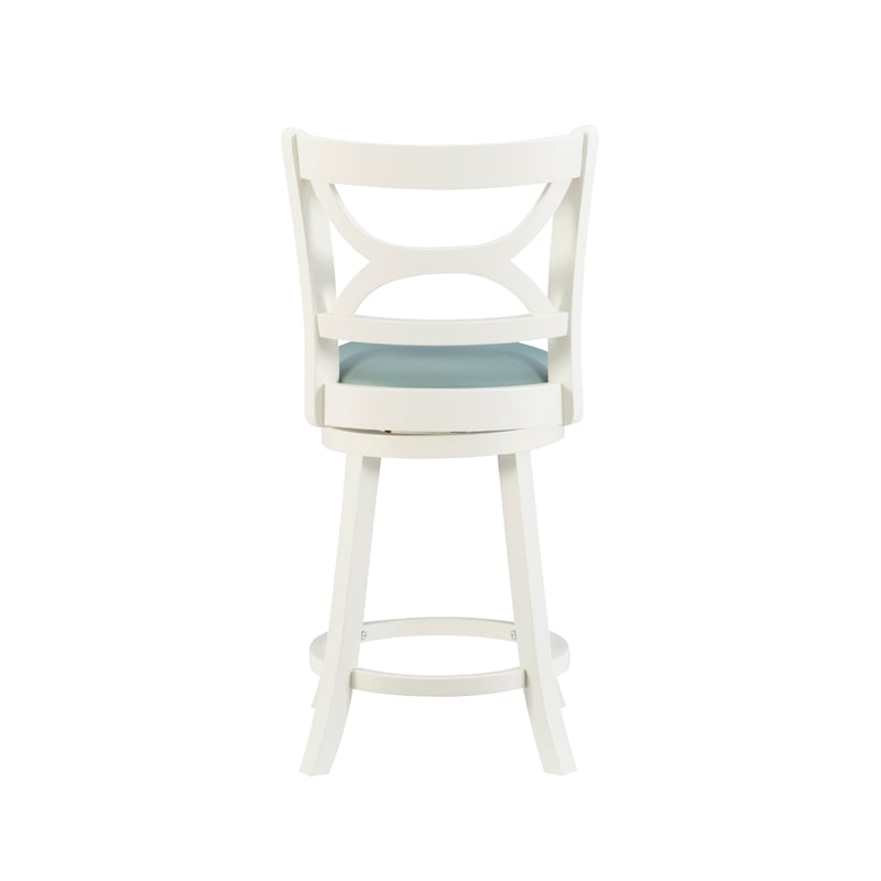 Pemberly Row Swivel Wood Counter Stool with PU Seat in Cream - Set of 2