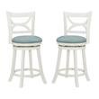 Pemberly Row Swivel Wood Counter Stool with PU Seat in Cream - Set of 2
