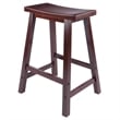 Pemberly Row Solid Wood Saddle Seat Counter Stool in Antique Walnut - Set of 2