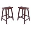 Pemberly Row Solid Wood Saddle Seat Counter Stool in Antique Walnut - Set of 2