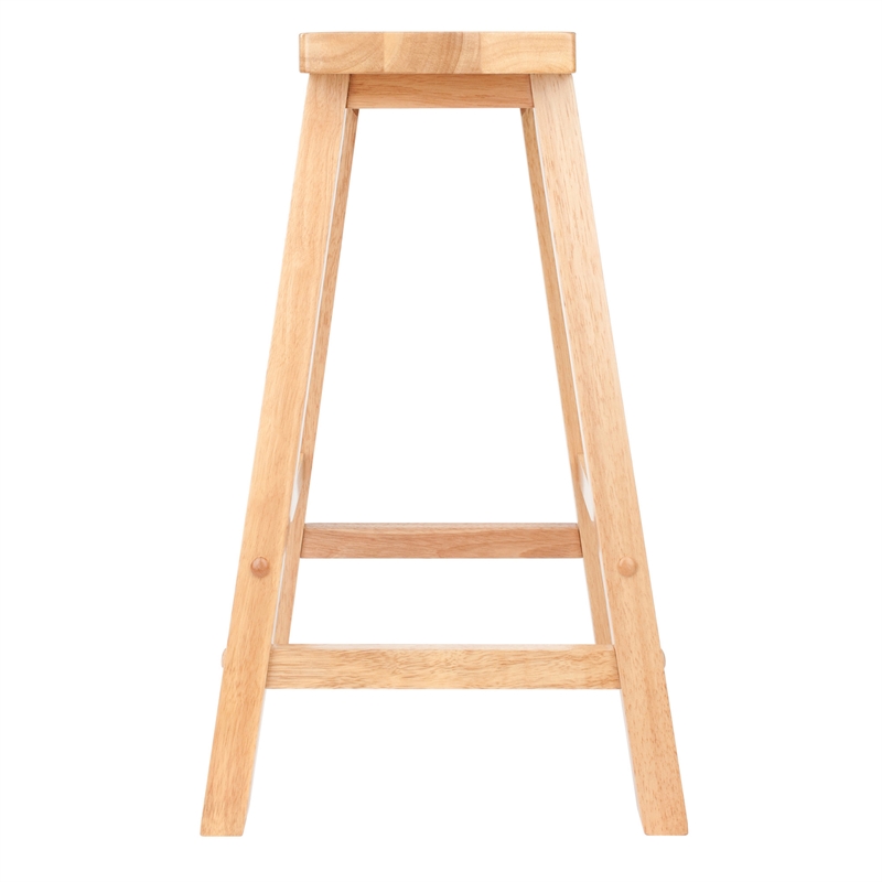 Pemberly Row Solid Wood Saddle Seat Counter Stool in Beech - Set of 2