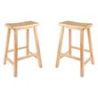 Pemberly Row Solid Wood Saddle Seat Counter Stool in Beech - Set of 2