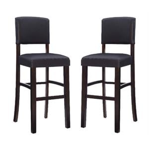 Pemberly Row 30&quot Wood Bar Stool in Espresso Brown - Set of 2