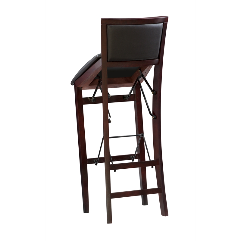 Pemberly Row Pad Back Wood Folding Bar Stool in Espresso Brown - Set of 2