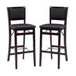 Pemberly Row Pad Back Wood Folding Bar Stool in Espresso Brown - Set of 2