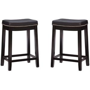 Pemberly Row 26&quot Wood Counter Stool in Black Finish - Set of 2