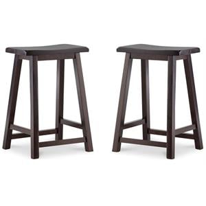 Pemberly Row 24&quot Wood Bar Stool in Dark Brown Finish - Set of 2
