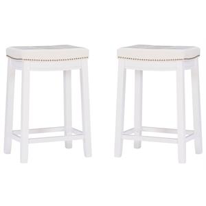 Pemberly Row 26&quot Rubberwood Counter Stool in White - Set of 2