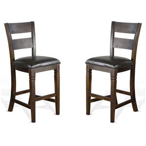 Pemberly Row 30&quot Mahogany Wood Barstool in Tobacco Leaf - Set of 2