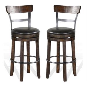 Pemberly Row 30&quot Wood Swivel Barstool with Back in Tobacco Leaf - Set of 2
