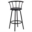 Pemberly Row Metal Crown Back Swivel Stool in Black - Set of 2