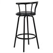Pemberly Row Metal Crown Back Swivel Stool in Black - Set of 2