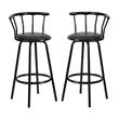 Pemberly Row Metal Crown Back Swivel Stool in Black - Set of 2