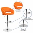 Pemberly Row Faux Leather Adjustable Bar Stool in Orange Finish - Set of 2