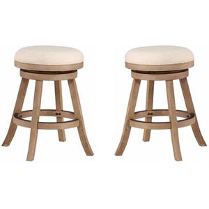 Pemberly Row 24&quot Counter Stool in Driftwood Wire Brush and Ivory - Set of 2
