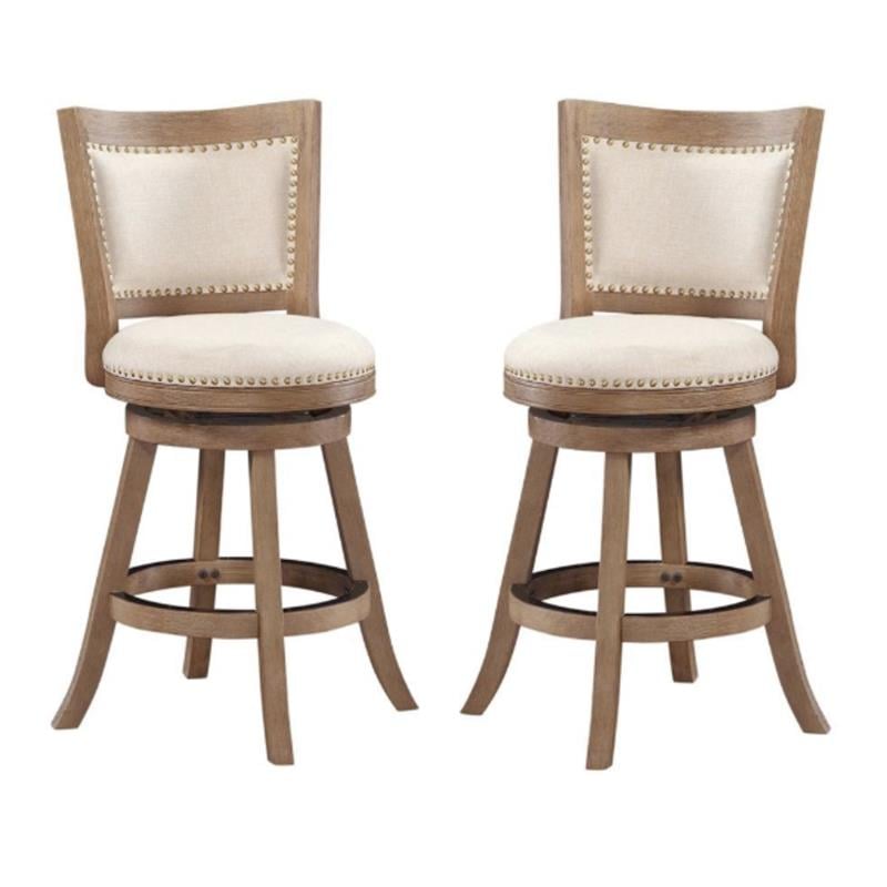 Pemberly Row Counter Stool in Driftwood Wire Brush and Ivory - Set of 2