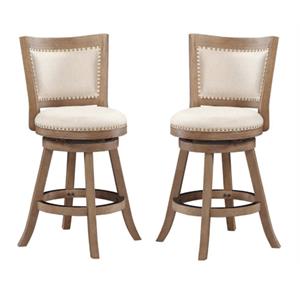 Pemberly Row Counter Stool in Driftwood Wire Brush and Ivory - Set of 2