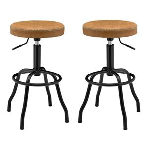 Pemberly Row 29&quot Metal Backless Bar Stool in Brown & Black - Set of 2