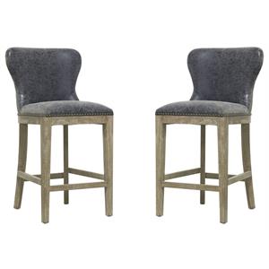 Pemberly Row 26&quot Counter Stool in Gray & Nubuck Charcoal - Set of 2