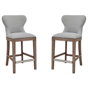 Pemberly Row 26&quot Fabric Counter Stool in Cardiff Gray - Set of 2