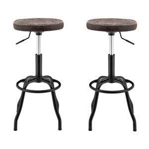 Pemberly Row 29&quot Metal Backless Bar Stool in Coffee Brown - Set of 2