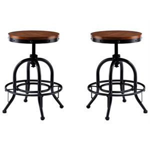 Pemberly Row 24.25&quot Adjustable Swivel Counter Stool in Pine - Set of 2
