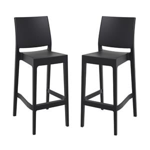 Pemberly Row 29.5&quot Commercial Grade Resin Barstool in Black - Set of 2