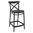 Pemberly Row Cross Indoor Outdoor Counter Stool in Black - Set of 2