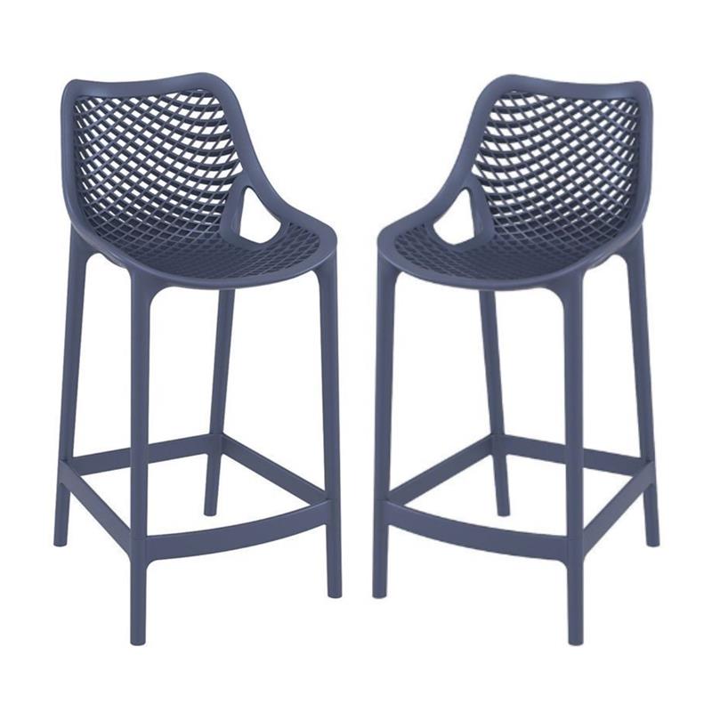 Pemberly Row Patio Counter Stool in Dark Gray Finish - Set of 2