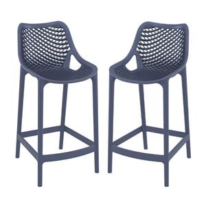 Pemberly Row Patio Counter Stool in Dark Gray Finish - Set of 2