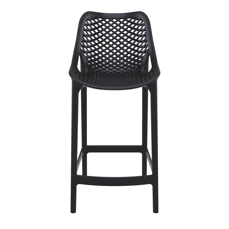 Pemberly Row Polypropylene Patio Counter Stool in Black Finish - Set of 2