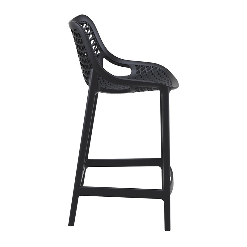 Pemberly Row Polypropylene Patio Counter Stool in Black Finish - Set of 2