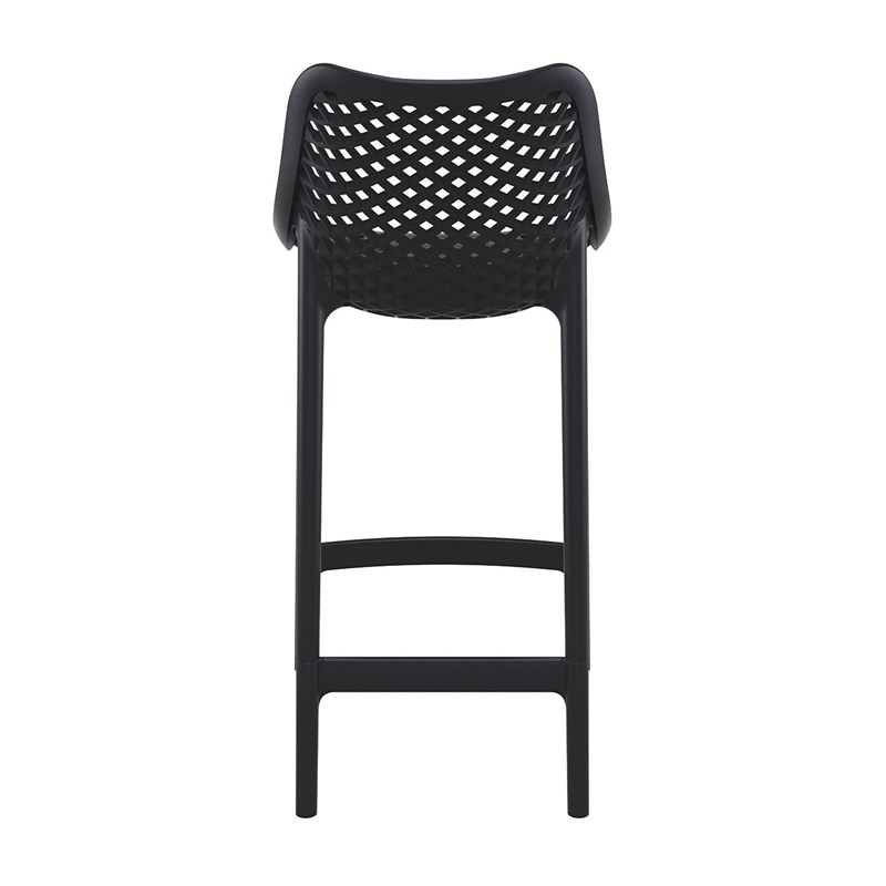 Pemberly Row Polypropylene Patio Counter Stool in Black Finish - Set of 2