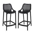 Pemberly Row Polypropylene Patio Counter Stool in Black Finish - Set of 2