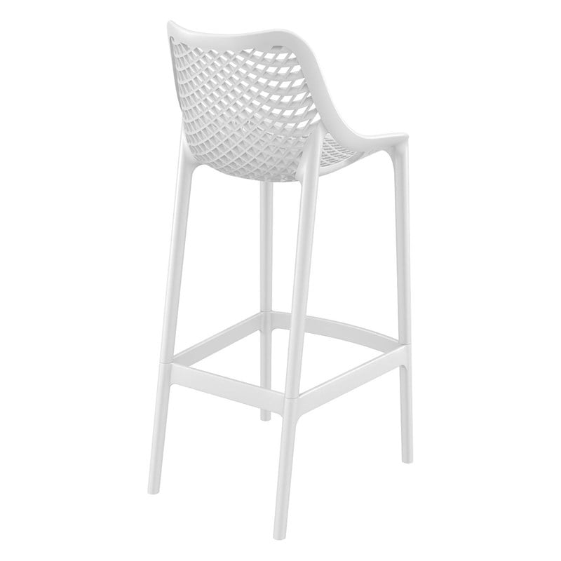 Pemberly Row Polypropylene Patio Bar Stool in White - Set of 2