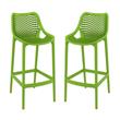 Pemberly Row Polypropylene Patio Bar Stool in Tropical Green - Set of 2